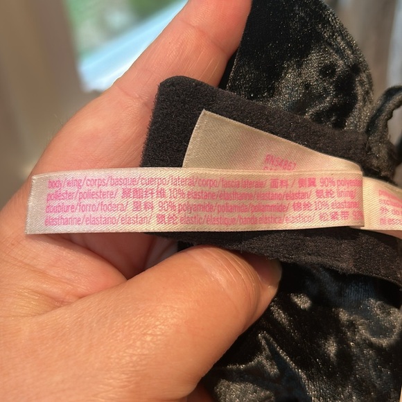 PINK Victoria's Secret Dark Green Velvet Bra Bralette Size Small Strappy Wicked - Picture 5 of 10